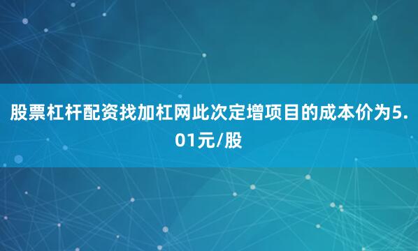 股票杠杆配资找加杠网此次定增项目的成本价为5.01元/股