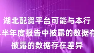 湖北配资平台可能与本行2025年半年度报告中披露的数据存在差异